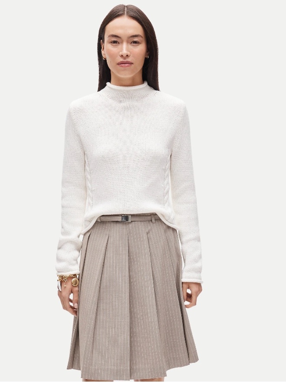J crew ivory Rollneck™ reversible cardigan